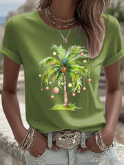 Tropisches Weihnachts baum T-Shirt für Frauen
