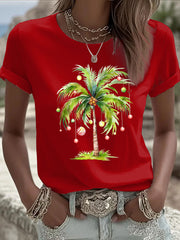 Tropisches Weihnachts baum T-Shirt für Frauen