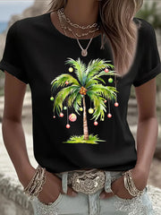 Tropisches Weihnachts baum T-Shirt für Frauen