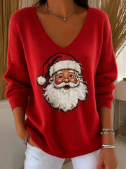 Damen Weihnachts mann Print Casual Top