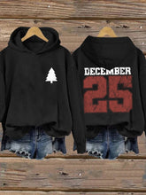 Women's Retro Christmas Tree Christmas December 25 Print Hoodie