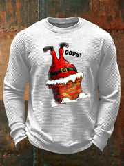 Herren Lustiger Weihnachts mann steckt im Schornstein Print Waffel Langarm T-Shirt