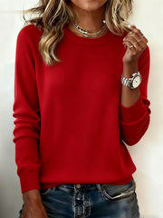 Damen Reine Farbe Casual Pullover