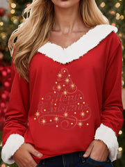 Damen Lässiges Weihnachts pelz kragen oberteil