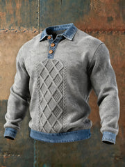 Sweatshirt mit strukturiertem Denim-Kragen für Herren