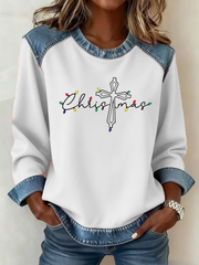 Damen-Weihnachts kreuz druck Casual Top