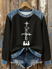 Damen-Weihnachts kreuz druck Casual Top