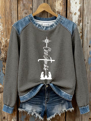 Damen-Weihnachts kreuz druck Casual Top