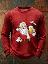 Männer-Jubel! Lustige Weihnachtsmann-Druck-Lässiges Waffel-Langarm-Oberteil