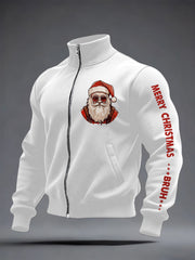 Herren Lustige Frohe Weihnachten Bruh Weihnachts mann Print Casual Reiß verschluss Sweatshirt