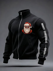 Herren Lustige Frohe Weihnachten Bruh Weihnachts mann Print Casual Reiß verschluss Sweatshirt