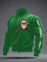 Herren Lustige Frohe Weihnachten Bruh Weihnachts mann Print Casual Reiß verschluss Sweatshirt