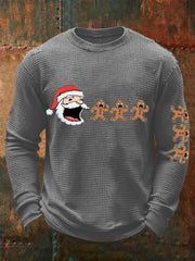 Herren lustige Weihnachts männer Cookie Weihnachts kunst Druck Waffel lang ärmel iges T-Shirt