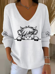 Women's Highland Cow Print Casual Top