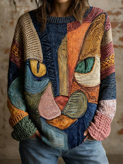 Damen-Kunst-geometrische Katzen druck-Tops