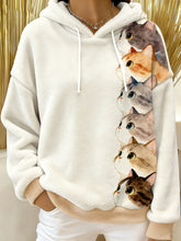 Damen niedliche Katze Flanell Hoodie