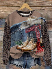 Westliches Kunstdruck-Sweatshirt für Frauen