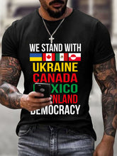 Men's We Stand with Ukraine, Canada, Mexico, Greenland Print T-Shirt