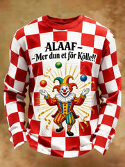Herren-Clown-Clown-Print-Lässige Waffel-Langarm-T-Shirt