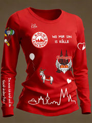 Frauen Köln Karneval Clown Print Langarm T-Shirt