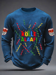 Herren Kölle Alaaf Print Lässiges Waffel-Langarm-T-Shirt