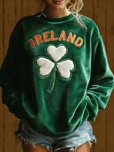 Women's St Patricks Day Shamrock Art Print Flannel Sweatshirt