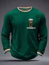 Men's St. Patrick's Day Vitamin G Shamrock Art Print Waffle Long Sleeve T-Shirt