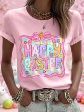 Damen Frohe Ostern Print Casual T-Shirt
