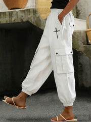 Damen bedruckte Taschen-Freizeit hosen