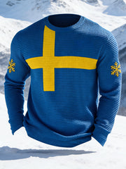 Herrtröja med svensk flagga i våffeltyg