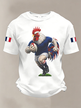 Short à manches courtes en gaufre pour hommes, équipe de France de rugby