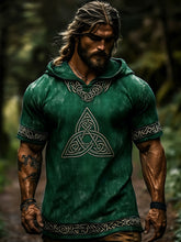 Herren-Celtic-Retro-Kapuzen-T-Shirt mit kurzen Ärmeln