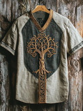 Herren-Viking-Shirt mit V-Ausschnitt und Print