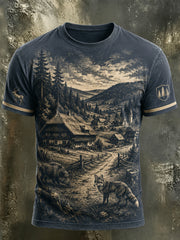 Herren-T-Shirt im Schwarzwald-Stil mit Vintage-Print