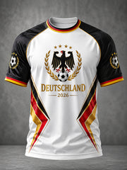 Herren-Deutschland-Fußballfan-Print-Lässiges Kurzarm-T-Shirt