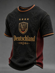 Herren Deutschland Fußball bedrucktes Waffel-T-Shirt