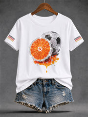 Damen-Freizeit-T-Shirt mit sommerlichem Fußball-Print