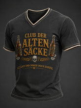 Herren-T-Shirt mit witzigem Slogan-Print und V-Ausschnitt