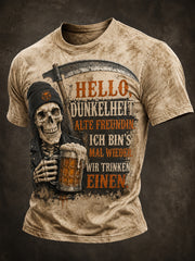 Lustiges Herren-T-Shirt mit Halloween-Print und kurzen Ärmeln