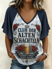 Frauen-Funny-Oktoberfest-Print-T-Shirt mit kurzen Ärmeln