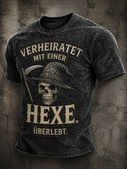 Lustiges Herren-T-Shirt mit Halloween-Print und kurzen Ärmeln