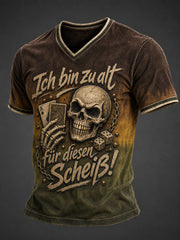 Herren-T-Shirt mit lustigem Aufdruck „Ich bin zu alt für diesen Scheiß“ und V-Ausschnitt