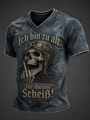 Herren-T-Shirt mit lustigem Aufdruck „Ich bin zu alt für diesen Scheiß“ und V-Ausschnitt