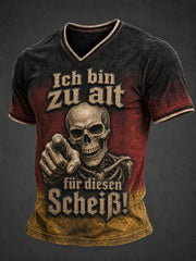 Herren-T-Shirt mit lustigem Aufdruck „Ich bin zu alt für diesen Scheiß“ und V-Ausschnitt