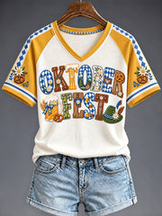 Women's Oktoberfest Style V-neck T-shirt
