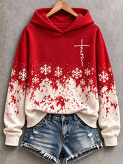 Women's Faith And Snowflake Print Hoodie