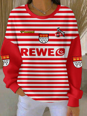 Damen-Sweatshirt mit Rundhalsausschnitt und Rippstruktur im Stil des Kölner Karnevals