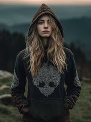 Vintage gewaschener Hoodie Frauen Baum des Lebens Muster