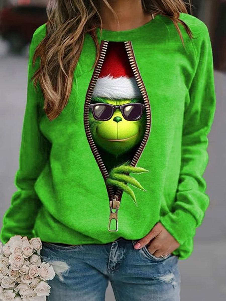 Damen Lustiges klassisches Weihnachts charakter druck lässig Sweatshirt