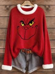 Frauen Lustige Weihnachten EW Menschen Print Pelz kragen Top